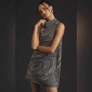 Anthropologie Metallic Sleeveless Mock-Neck Sweater Mini Dress NWT